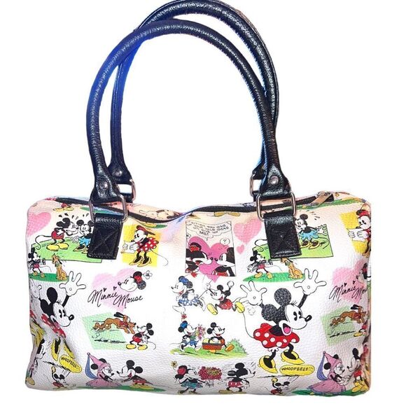 Disney adorable white satchel with black handles and whimsical Disney ca… - Picture 7 of 13